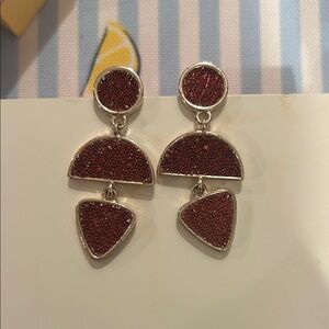 NWOT Elegant Red shiny Geometric Drop Earrings
